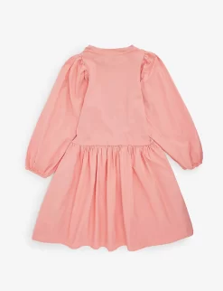 Molo Cosette Puff-sleeve Organic-cotton Dress 2-12 Years -Boutique Fashionable Childrens Clothing Store R04184132 DUSTYROSE ALT02