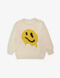 Molo Bello Blurred-smile Knitted Cotton-blend Jumper 3-10 Years