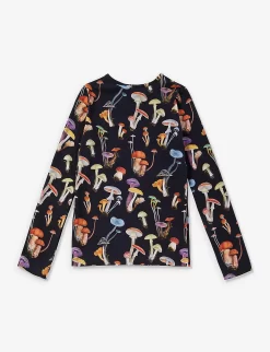 Molo Rose Mushroom-print Organic Stretch-cotton T-shirt 2-12 Years -Boutique Fashionable Childrens Clothing Store R04184145 FANTASTICFUNGI ALT02