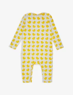 Bobo Choses Duck-print Stretch Organic-cotton Babygrow 3-12 Months -Boutique Fashionable Childrens Clothing Store R04186592 LIGHTGREY ALT02