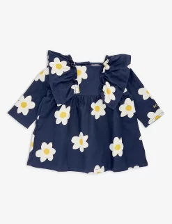 Bobo Choses Flower-print Ruffled-shoulder Cotton-twill Dress 6-24 Months