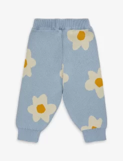 Bobo Choses Flower-intarsia Cotton-knit Trousers 9-24 Months -Boutique Fashionable Childrens Clothing Store R04186596 LIGHTBLUE ALT02