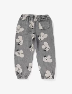 Bobo Choses Mouse-print High-rise Organic Cotton-jersey Jogging Bottoms 2-11 Years -Boutique Fashionable Childrens Clothing Store R04186615 GREY ALT02