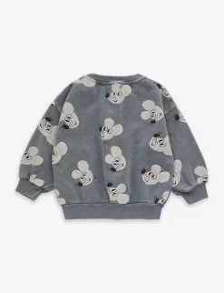 Bobo Choses Mouse-print Organic Cotton-jersey Sweatshirt 2-11 Years -Boutique Fashionable Childrens Clothing Store R04186618 GREY ALT02