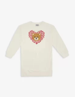 MOSCHINO Bear And Heart-print Stretch-cotton Dress 4-14 Years
