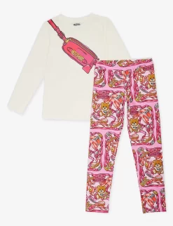 MOSCHINO Branded Graphic-print Two-piece Stretch-cotton Set 4-12 Years