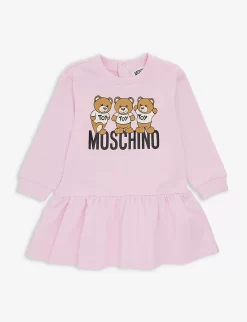 MOSCHINO Logo-print Ruffled Cotton-jersey Dress 3-18 Months