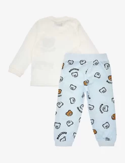 MOSCHINO Teddy Bear-print Two-piece Cotton-jersey Set 3-18 Months -Boutique Fashionable Childrens Clothing Store R04187138 WINTERTOYORGANIC ALT02