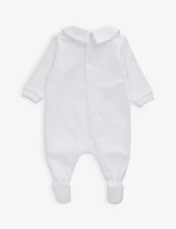 MOSCHINO Bear-print Cotton Babygrow 1-18 Months -Boutique Fashionable Childrens Clothing Store R04187146 OPTICALWHITE ALT02