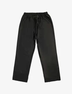 MM6 Maison Margiela Logo-embroidered Straight-leg Faux-leather Trousers 12-16 Years -Boutique Fashionable Childrens Clothing Store R04187964 BLACK ALT02