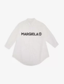 MM6 Maison Margiela Logo-print Collar Cotton-poplin Dress 8-16 Years
