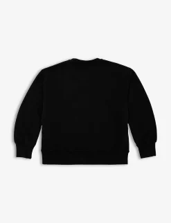 MM6 Maison Margiela Logo-print Crewneck Cotton-jersey Sweatshirt 8-16 Years -Boutique Fashionable Childrens Clothing Store R04187967 BLACK ALT02