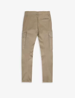 Lens-compartment Belt-looped Stretch-cotton Trousers 8-14 Years -Boutique Fashionable Childrens Clothing Store R04188288 BEIGE ALT02