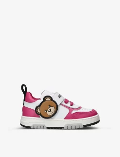 MOSCHINO Toy Bear Logo-print Low-top Leather Trainers 1-5 Years