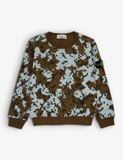 Stone Island Logo-badge Camouflage-print Cotton-jersey Sweatshirt 4-12 Years