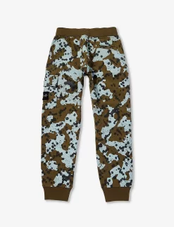 Stone Island Si Classic Camouflage-print Cotton-jersey Jogging Bottoms 4-12 Years -Boutique Fashionable Childrens Clothing Store R04189714 MILITARYGREEN ALT02