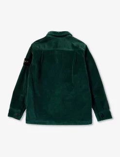 Stone Island Logo-badge Stretch-cotton-blend Corduroy Shirt 8-12 Years 5 Stone Island Logo-badge Stretch-cotton-blend Corduroy Shirt 8-12 Years -Boutique Fashionable Childrens Clothing Store R04189734 BOTTLEGREEN ALT02