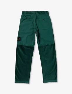 Stone Island Logo-badge Stretch-cotton Blend Corduroy Trousers 8-12 Years -Boutique Fashionable Childrens Clothing Store R04189736 BOTTLEGREEN ALT02
