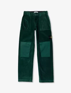 Stone Island Logo-badge Stretch-cotton Blend Corduroy Trousers 8-12 Years