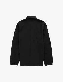 Stone Island Logo-badge Patch-pocket Cotton Shirt 14 Years -Boutique Fashionable Childrens Clothing Store R04189739 BLACK ALT02