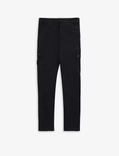 Stone Island Logo-badge Stretch-cotton Cargo Trousers 14 Years -Boutique Fashionable Childrens Clothing Store R04189741 BLACK ALT02