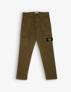 Stone Island Logo-badge Slim-leg Stretch-cotton Trousers 4-12 Years