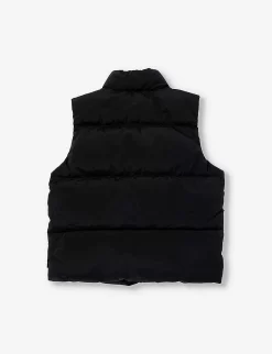 Stone Island Logo-badge Padded Shell-down Gilet 6-12 Years -Boutique Fashionable Childrens Clothing Store R04189752 BLACK ALT02