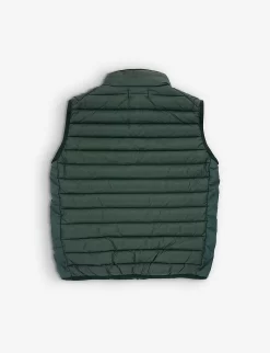 Stone Island Logo-patch Quilted Shell Gilet 6-12 Years -Boutique Fashionable Childrens Clothing Store R04189754 BOTTLEGREEN ALT02
