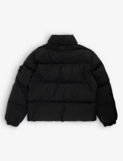Stone Island Logo-badge Padded Shell-down Jacket 6-12 Years -Boutique Fashionable Childrens Clothing Store R04189760 BLACK ALT02