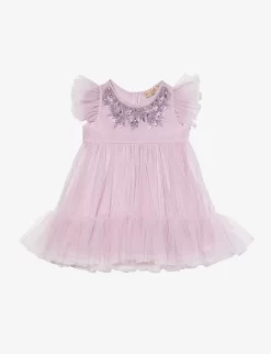 Bebe Chic Bead-embellishment Tulle Woven Dress 3-24 Months