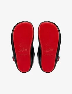 Christian Louboutin Baby Love Chick Metallic-leather Crib Shoes 6-12 Months -Boutique Fashionable Childrens Clothing Store R04206907 BLACK ALT04