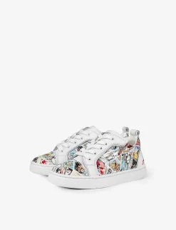Christian Louboutin Funnyto Graphic-print Leather Low-top Trainers 4-9 Years -Boutique Fashionable Childrens Clothing Store R04206913 MULTI ALT03