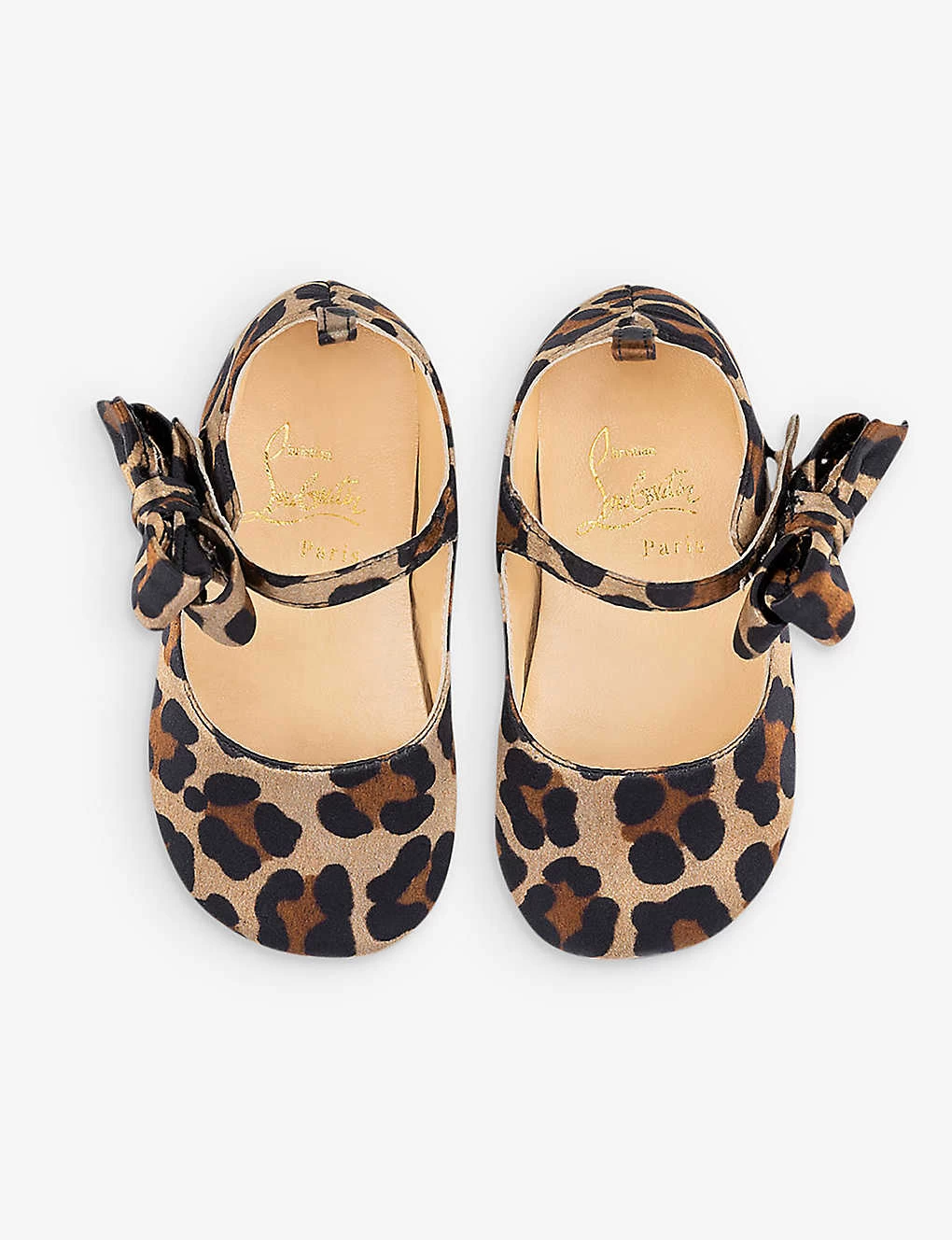 Christian Louboutin Lou Babe Leopard-print Silk Crepe and Leather-blend crib Shoes 0-12 Months 2 Christian Louboutin Lou Babe Leopard-print Silk Crepe and Leather-blend crib Shoes 0-12 Months - Image 2