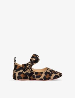 Christian Louboutin Lou Babe Leopard-print Silk Crepe and Leather-blend crib Shoes 0-12 Months
